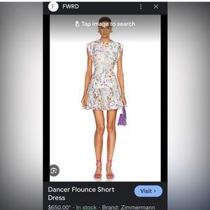 Zimmermann Dancer Flounce Mini Dress in White and Purple